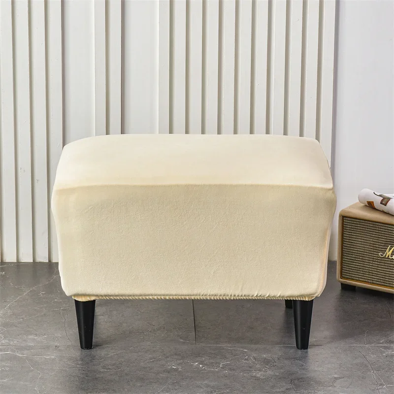 1PC Elastic Velvet Footrest Cover Stretch Dustproof Ottoman Stool Cover Rectangular Footrest Slipcover Furniture Protection 6