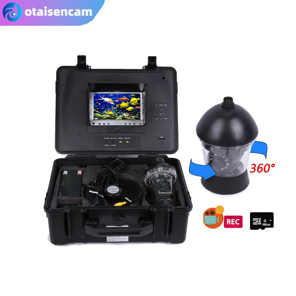 7 Monitor 360° Rotation Underwater Fishing Camera Fish Finder 20-100m  Cable Plastic Case DVR Record Free 8GB SD Card