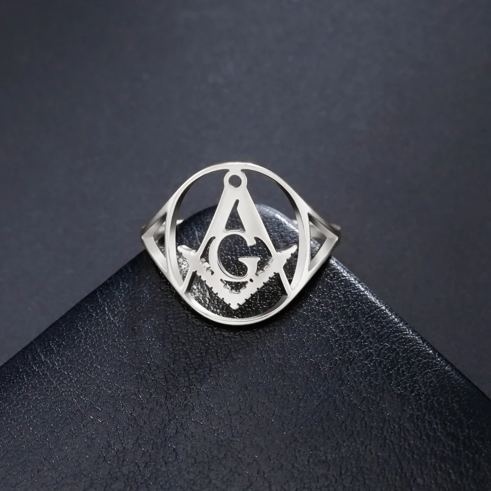Masonic Ring For Men – Freemason Symbol Stainless Steel Signet Ring, Religious Amulet Jewelry - View #13