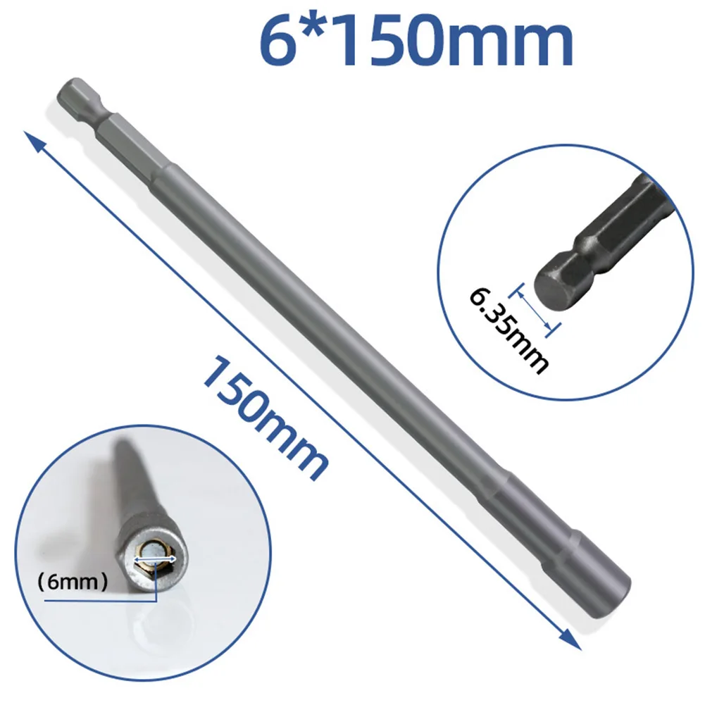 

150mm Long 6-19mm Hexagon Nut Driver Drill Bit Socket Wrench Extension Sleeve Nozzles Adapter For Pneumatic Electric Screwdriver