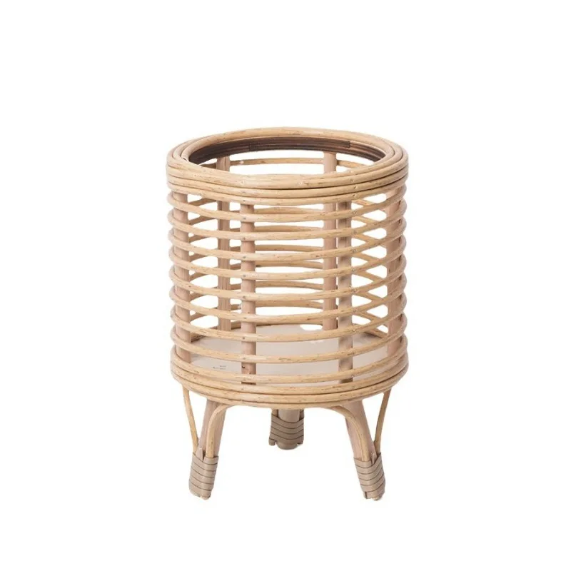 Planter Stand Basket Planter Holder Wooden Floor Plant Stand Flowerpot Rack Woven Flower Pot Stand, for Entrance Farmhouse