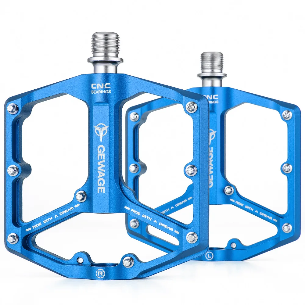 Pédales De Vélo GEWAGE Plates - 9/16" - 3 Roulements étanches - Broches Antidérapantes Amovibles
