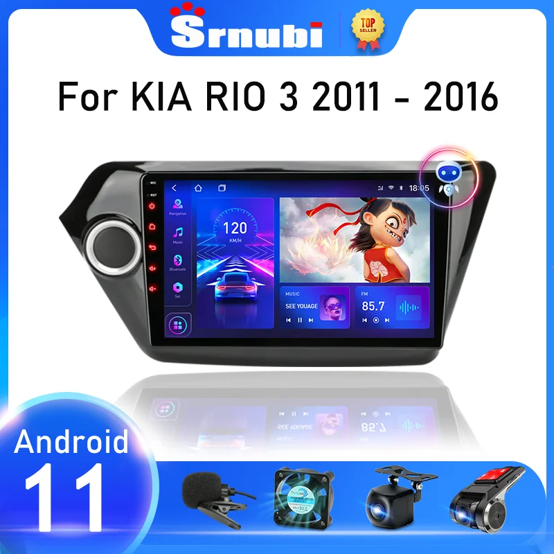 Автомагнитола Srnubi на Android 11 для Kia RIO 3 2011-2016 мультимедийный видеоплеер с