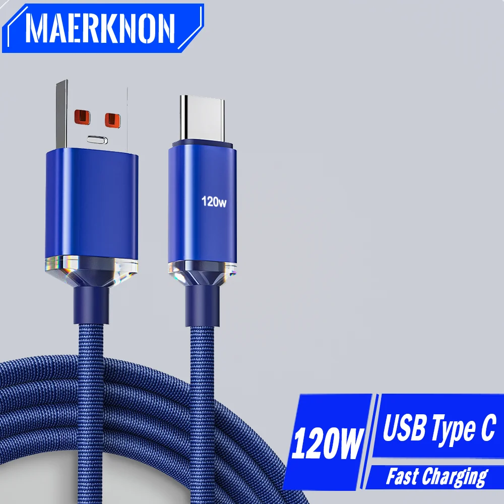 

120W USB Cable For Samsung S22 S21 S20 Xiaomi 12 11 10 Huawei P50 P40 USB C Charger Data Cord 6A Fast Charging USB Type C Cable