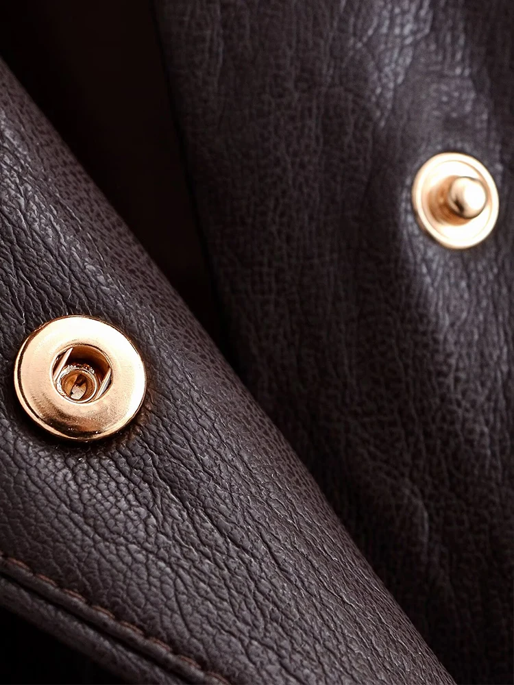 Women Faux Leather Jacket 2025 New Fashion With Belt Long Coat Chic Long Sleeve Single-Breasted Female High Street Outerwears ﻿