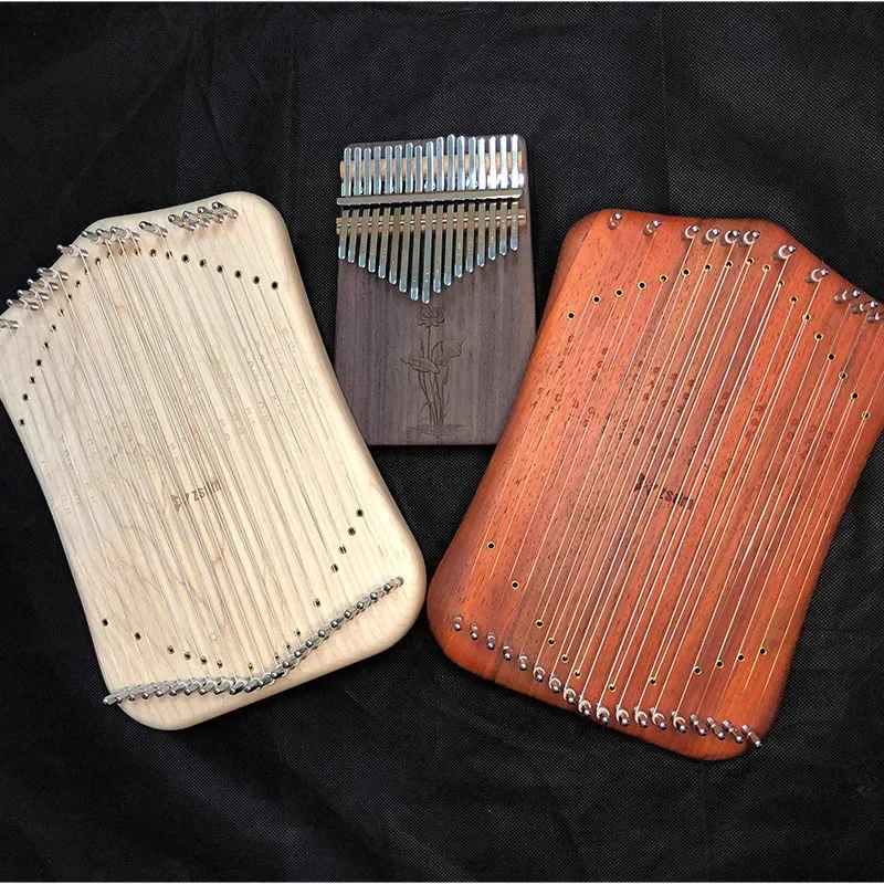 Portable 18/30 Strings Lyre Harp Maple Wood Chromatic Thumb Harps Luxury Fingerplay Lyres Professional Strings Instruments Gifts