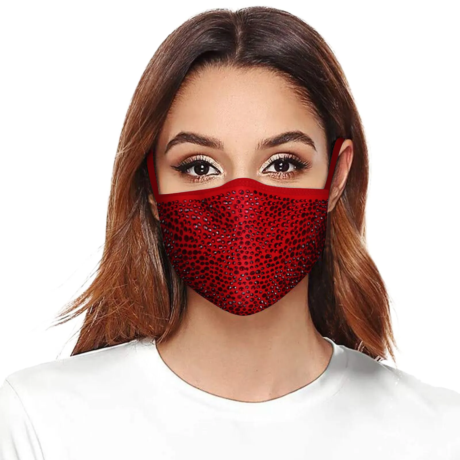 1pc Women Sexy Rhinestone Masks Washable Dust-proof Fashion Cloth Mask With Diamonds Trendy Rhinestone Cotton Mask Mondkapjes 2