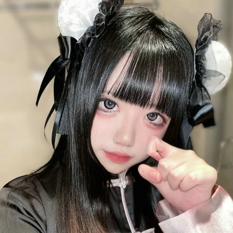 카와이 소녀 번 커버 헤어 핀 술 헤어 스타일, 발레 댄스 로리타 스타일, 여성 헤어 클립 모자, 새로운 2024 패션