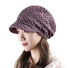 Casual Soft Beanies Cap Short Brim Bonnets for Women Loose Crochet Women Baseball Cap Autumn Winter Foldable Earflap Hats Hollow 3