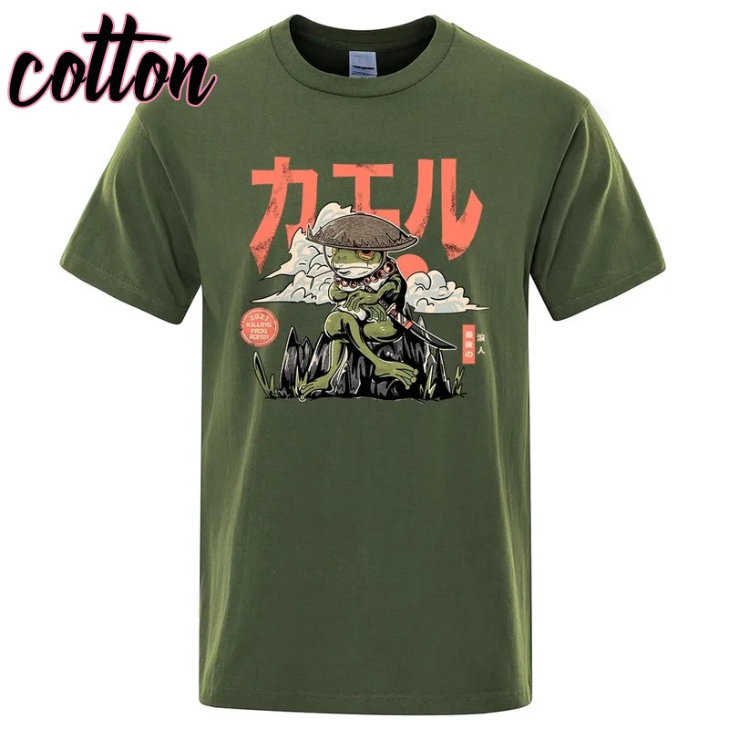 

The Last Frog Samurai Anime Print T Shirts Men Casual Breathable Tshirts Fashion O-Neck Shirts Oversized Cotton Short Sleeve Top