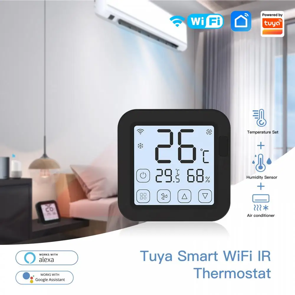 

Tuya WiFi IR Thermostat Controller Thermometer Hygrometer With LCD Screen Smart Life Voice Control Work With Alexa Google Home