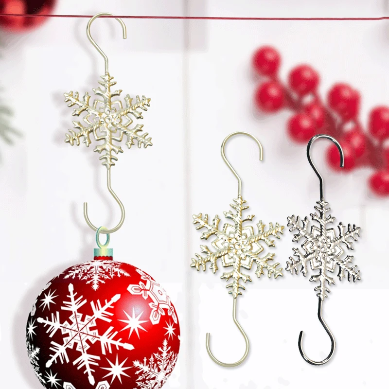 5pcs Christmas Ornament S shaped Snowflake Shape Hooks Mini Christmas