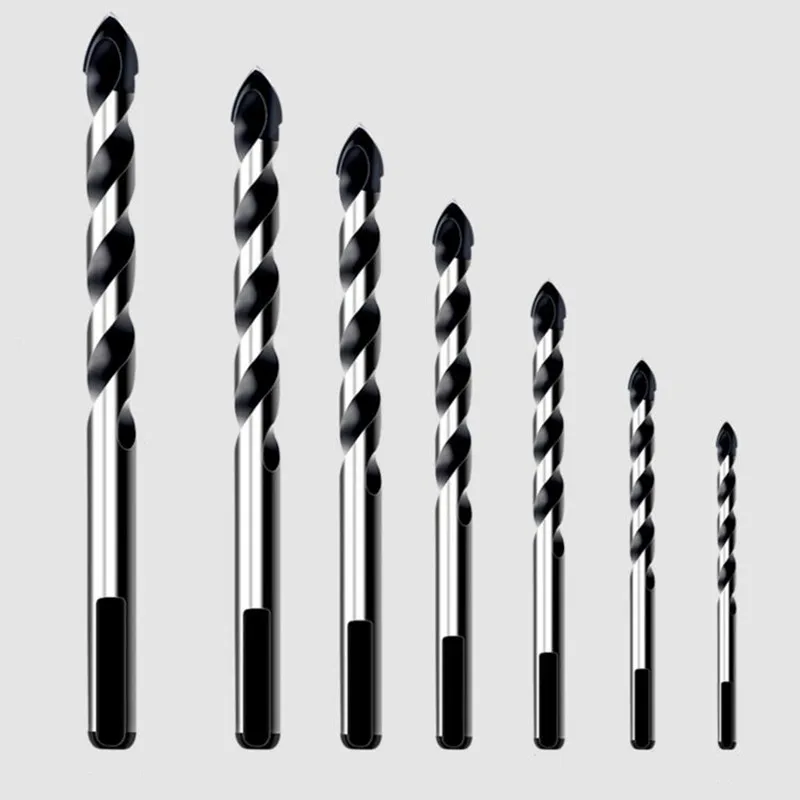 7PCS Tungsten Steel Twist Drill Bit Brick Wall Hole Puncher Concrete Tile Tin Glass Wood Perforating Hole Opener 4pcs lengthen   overlord diamond drill bit triangular handle tungsten steel wall tile concrete drilling bit electric drill