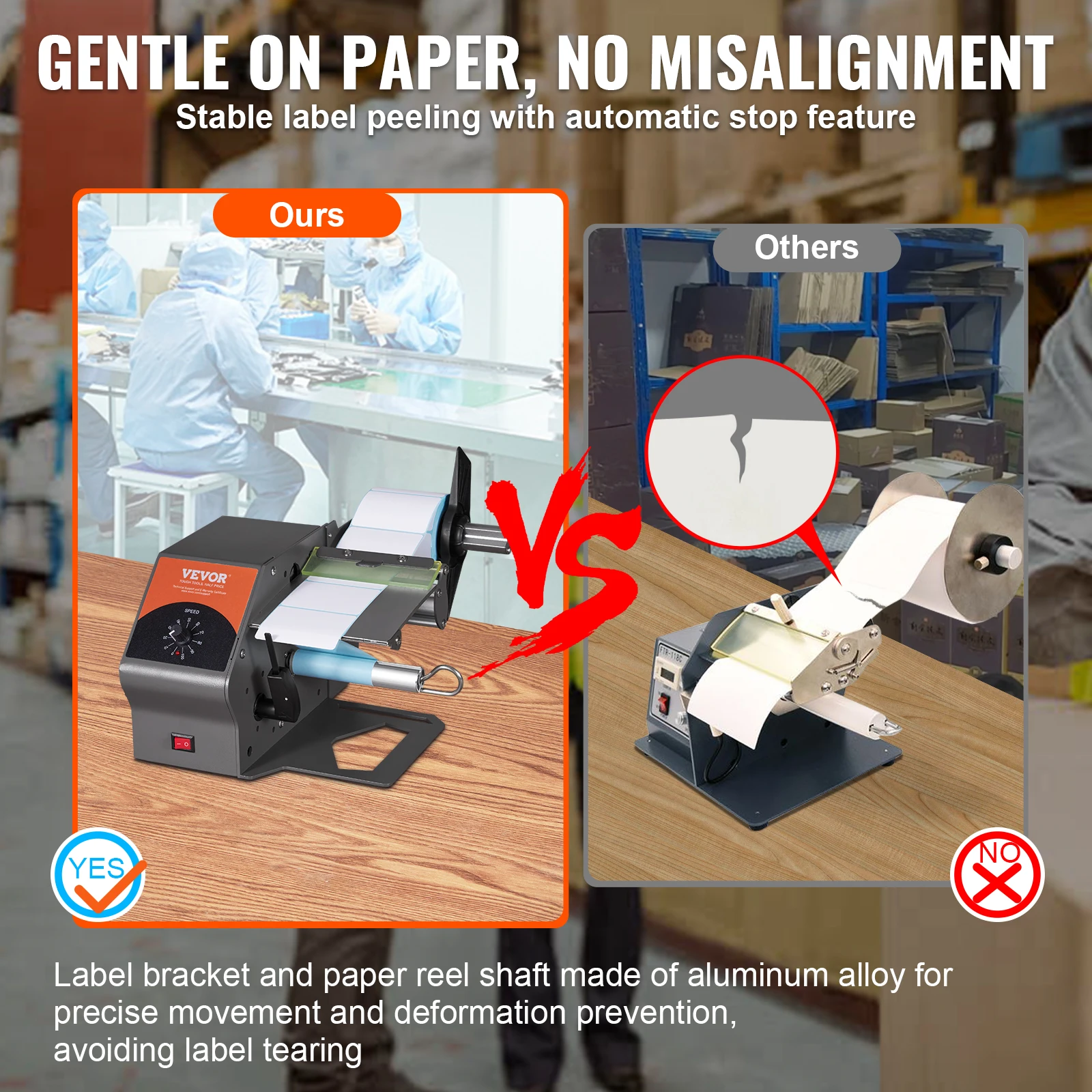 VEVOR Automatic Label Dispenser Speed Adjustable Label Stripper Separating Applicator for Transparent Opaque 5-115mm Labels