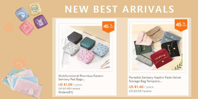 Cute Women Sanitary Napkin Pad Cotton Bag Credit Card Holder Coin Purse Cosmetics Headphone Case Sanitary Pouch Storage Supplies