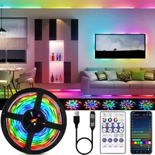 

LED Strip Light RGB 5050 WS2812B USB Bluetooth Chasable Rainbow Effect Diode Flexible Lamp DC5V BackLight 1M-30M Ceiling Light