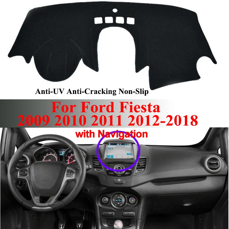 

LHD Car Dashboard Carpet Anti-UV Anti-slip For Ford Fiesta 2018 2017 2016 2015-2009 Automobile Dash Mat Pad Sunshade Cover