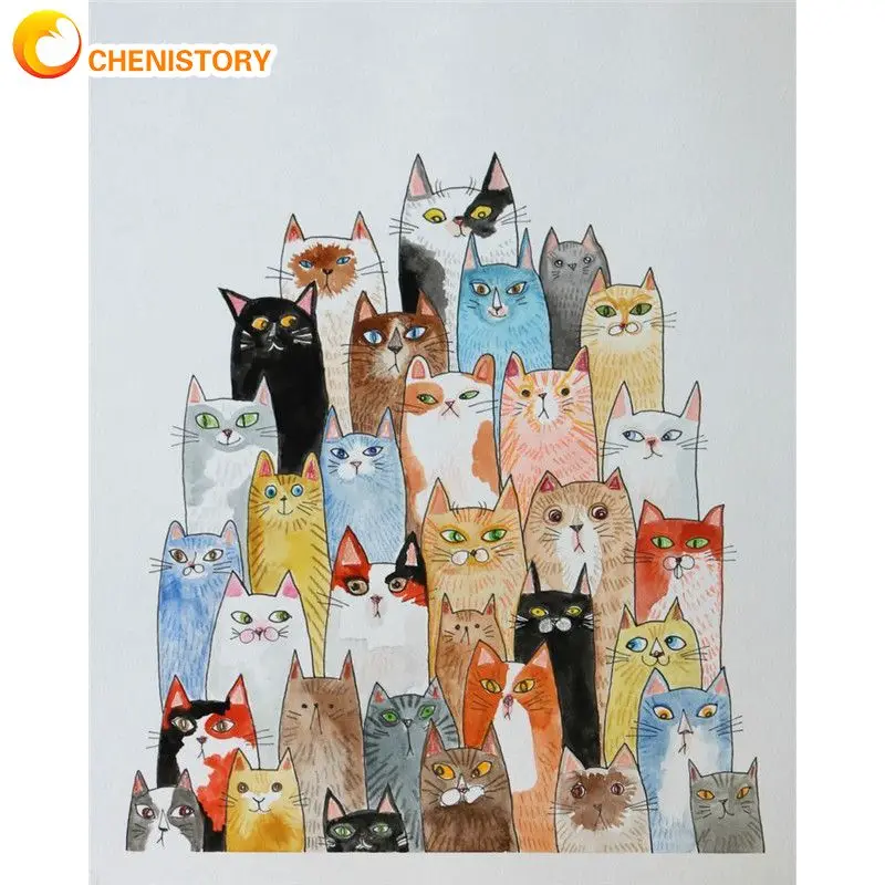 CHENISTORY Acrylic Painting By Numbers Paint Kit Cartoon Animal Pictures  Coloring Home Decors For Adults Kids Paint Kit - AliExpress