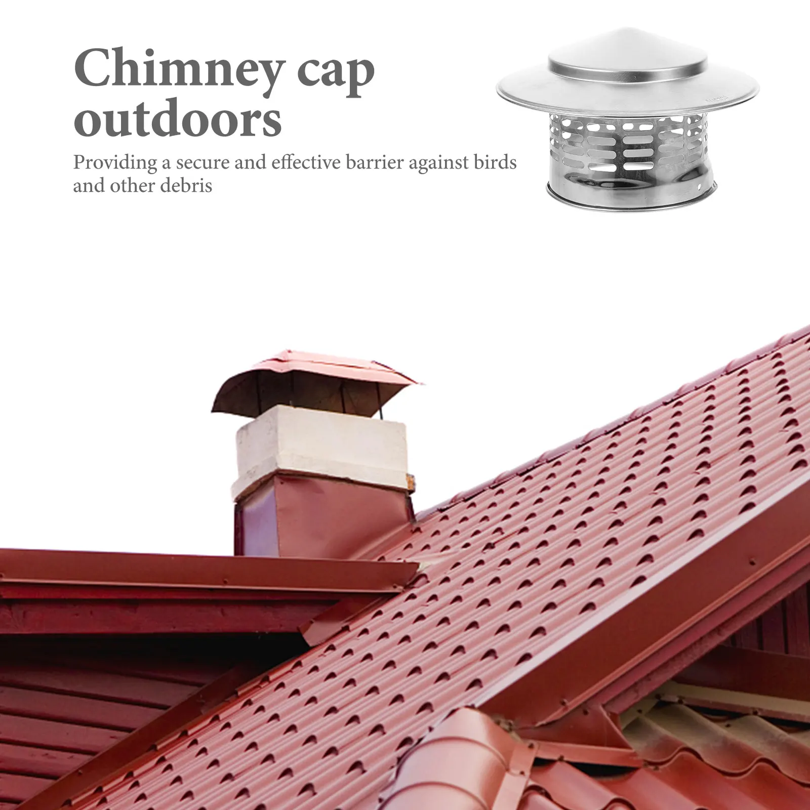 1pc Chimney Cap Chimney Cover Stainless Steel Roof Cap Pipe Rain Stove Exhaust Pipe Rain