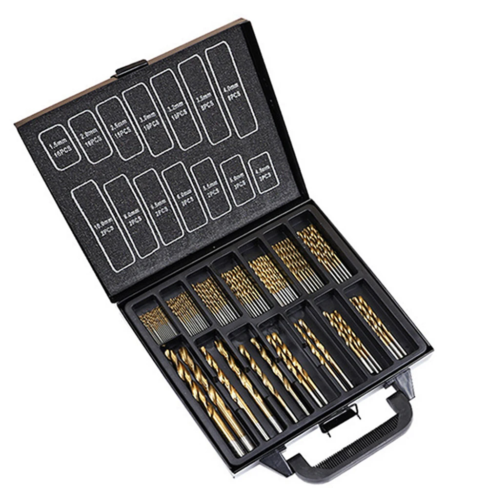 

99pcs/set Twist Drill Bit Set Titanium Coating 1.5-10.0mm For Woodworking Plastic Aluminum Tool High Speed Steel Drill Bits