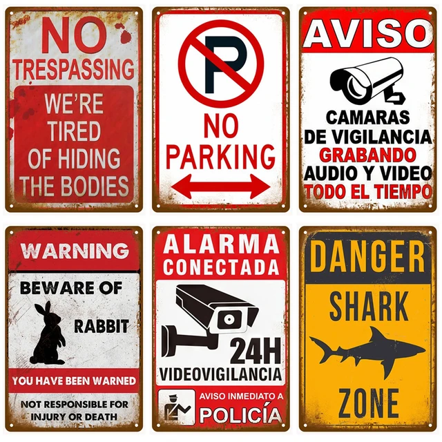 Vintage Warning Metal Sign Notice Zone Plaque Tin Sign Danger Caution Wall Art Decoration Mural Home Wall Decor Bars Man Cave