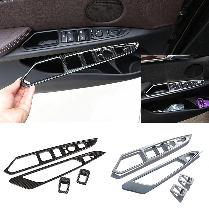 

For BMW X5 X6 F15 F16 2014-2018 4pcs Car Inner Door Window Lift Button Frame Trim Cover Car Interior Accessories