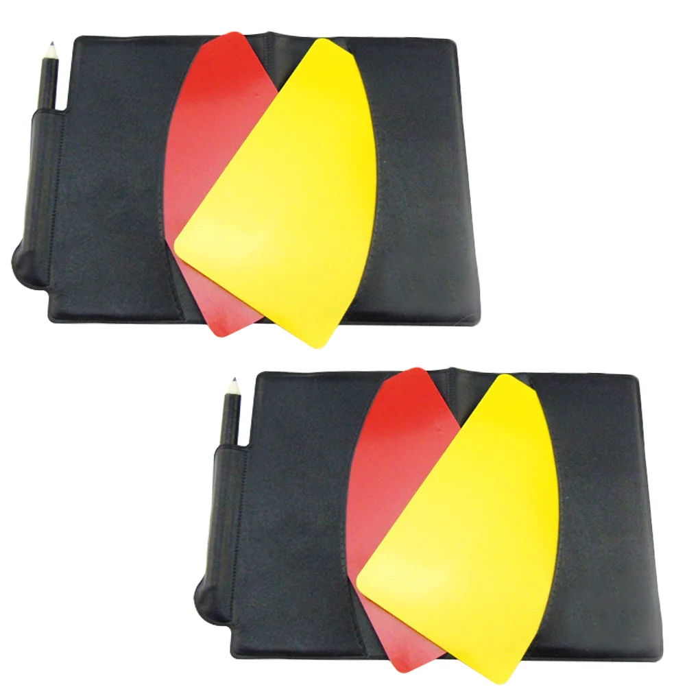 

2 Sets Referee Red and Yellow Card Purses Match Supply Suite Multi-function Kit Cards Pencil Accessory Standard Professional