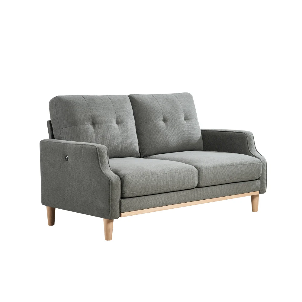 Stoff-Zweisitzer-Sofa mit USB-Ladeanschluss, Dicken Kissen und Massivholzbeinen - Kompaktes 2-Sitzer-Sofa für Kleine Wohnungen – Detail 10