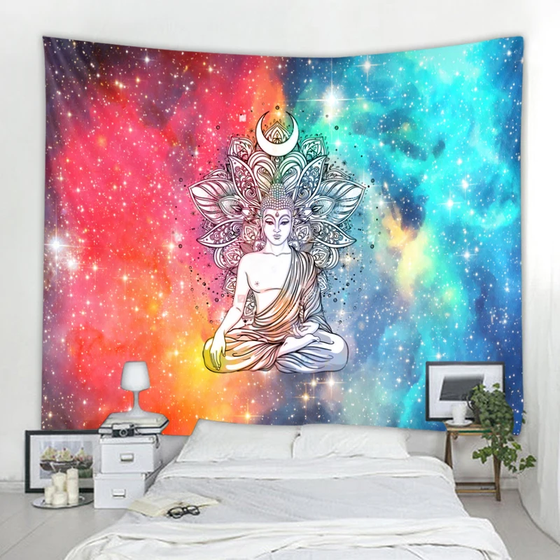 Bohemian Wall Decoration Hanging  Curtain Meditation Tapestry Mandala Buddha Statue  