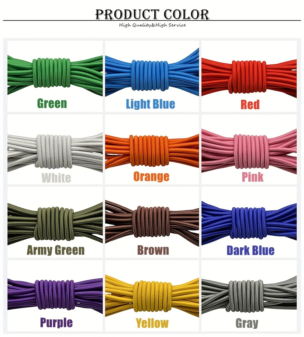 3 Yards 3mm Round Elastics Bungee Shock Cord Elastic Rope Rubber Band Strap String Cordon Shoelaces Sewing Accessories – Detail 3
