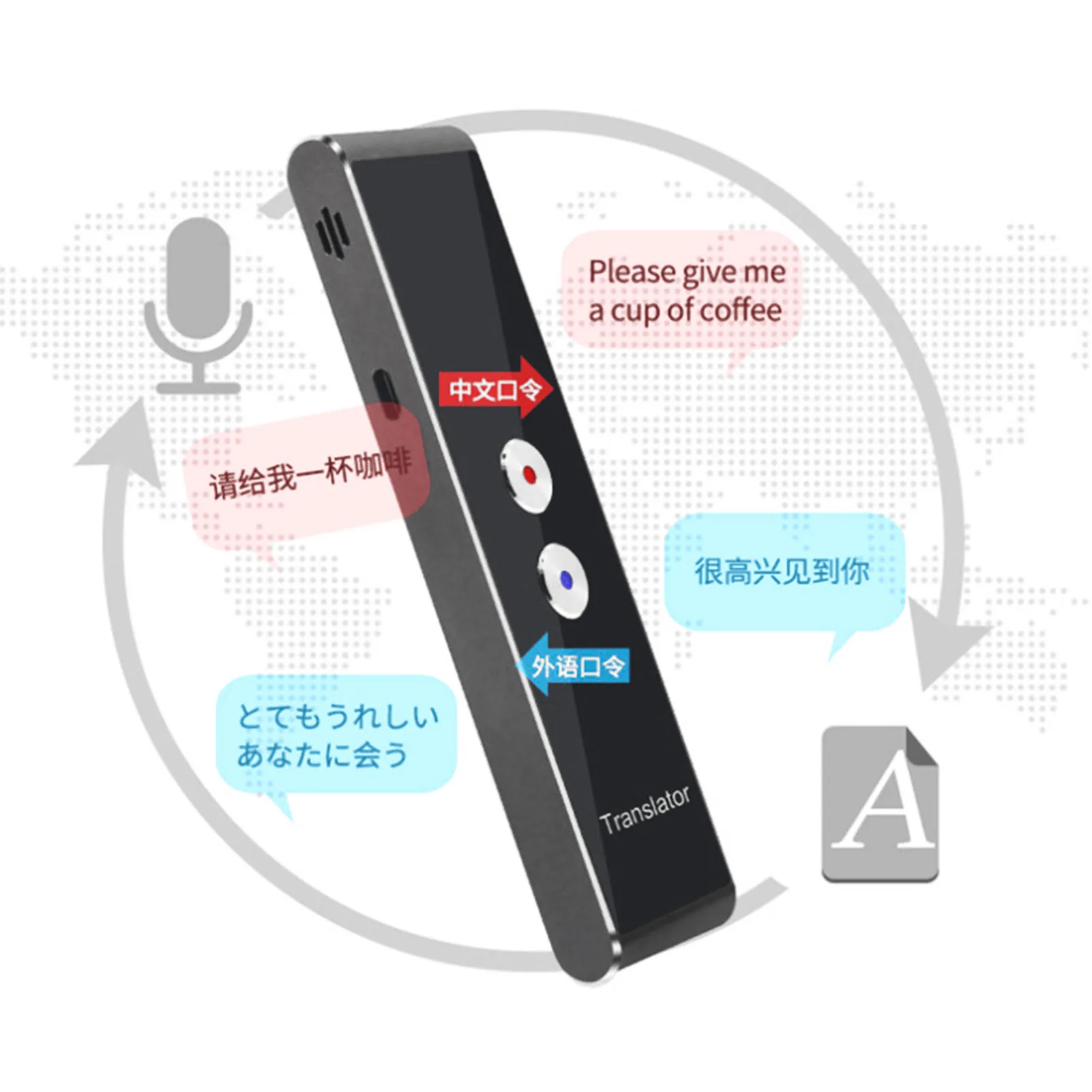 Translator Device Bluetooth 4.0 Support Recording To Text Voice Language Translator APP Synchronization Portable for Business