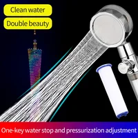 ZhangJi New Propeller Driven Shower Head with Stop Button and Cotton Filter Turbocharged High Pressure Handheld Shower Nozzle 2