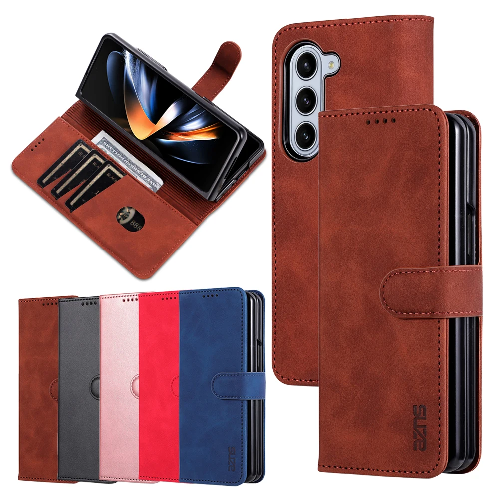 Luxurious Leather Flip Wallet Phone Case with Kickstand and Card Pockets - Anti-Fall Protection