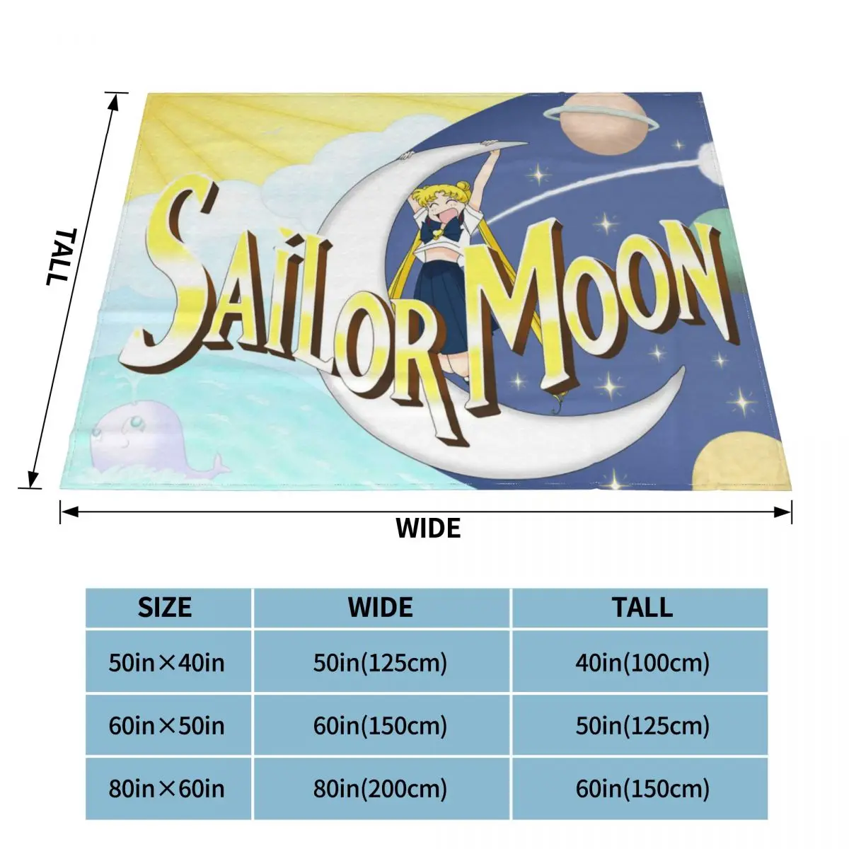 Moon Girl Anime Blankets Flannel Summer Breathable Super Warm Throw Blankets for Home Office Rug Piece