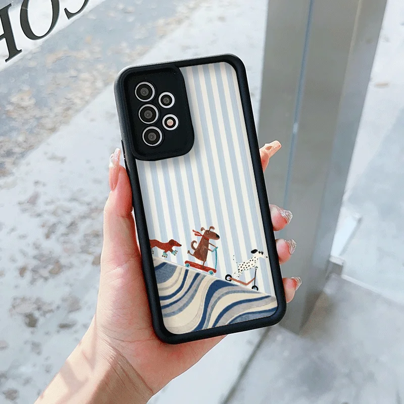 Creative Cute Striped Plaid Animal Printed Phone Case - Soft Covers