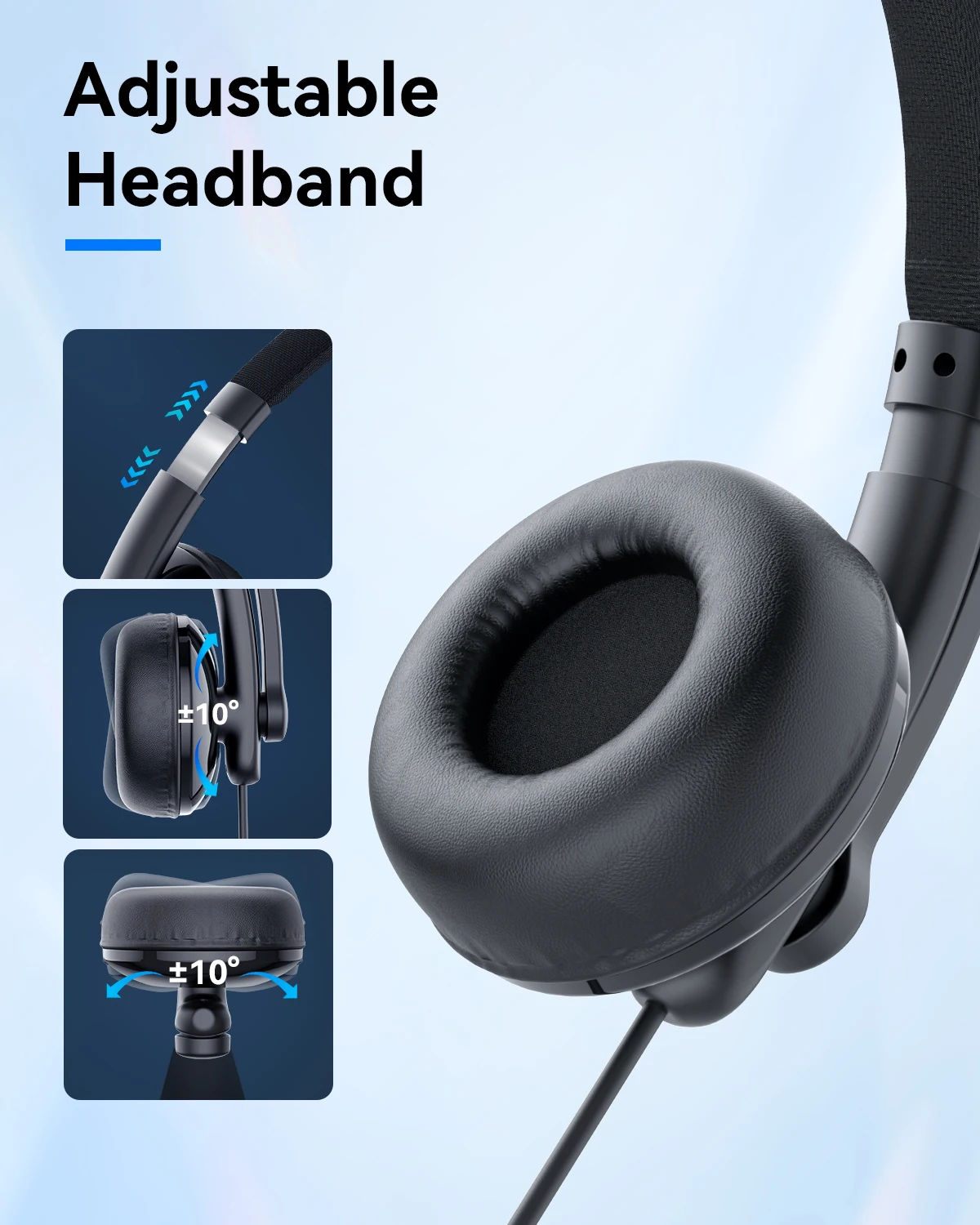 USB Wired Headset Computer Business Call Center Headphones EMEET HS50 Headsets with Microphone for Phone/PC/Laptop/Home Office