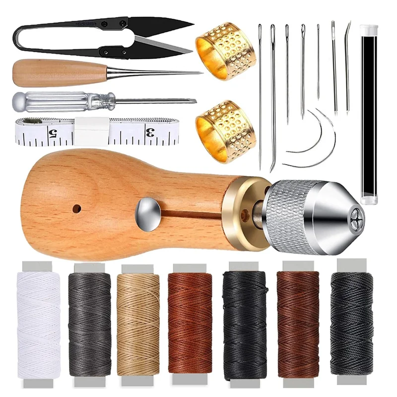 Sewing Awl Set 24 Pieces, Convenient DIY Leather Product Making Sewing Kit Awl-AC82