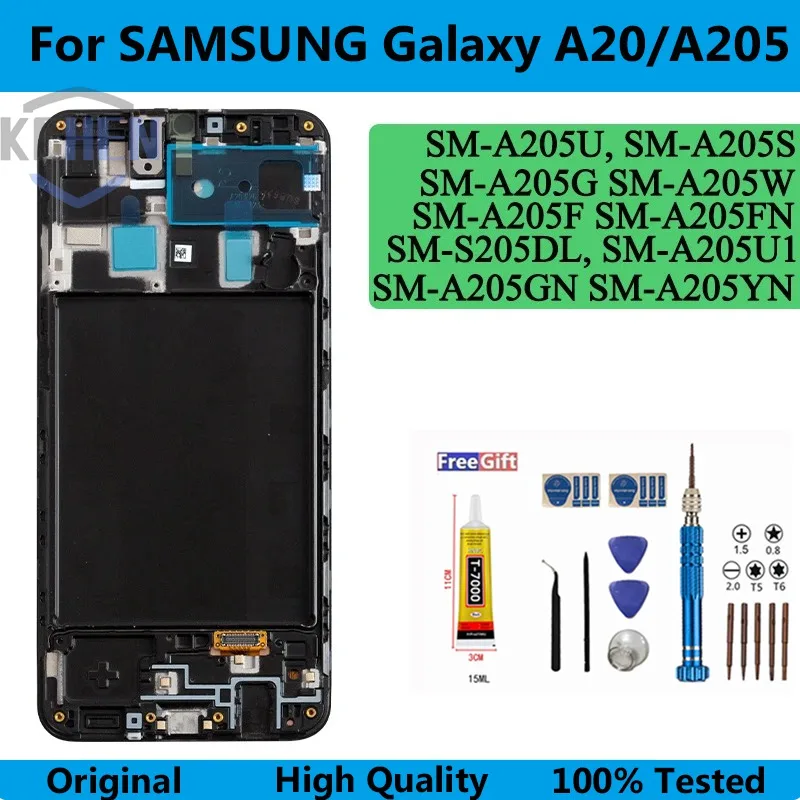 ЖК-дисплей для Samsung Galaxy A20 SM A205, дисплей, сенсорный экран, дигитайзер, панель в сборе для SM-A205F A205FN, ЖК-дисплей с рамкой
