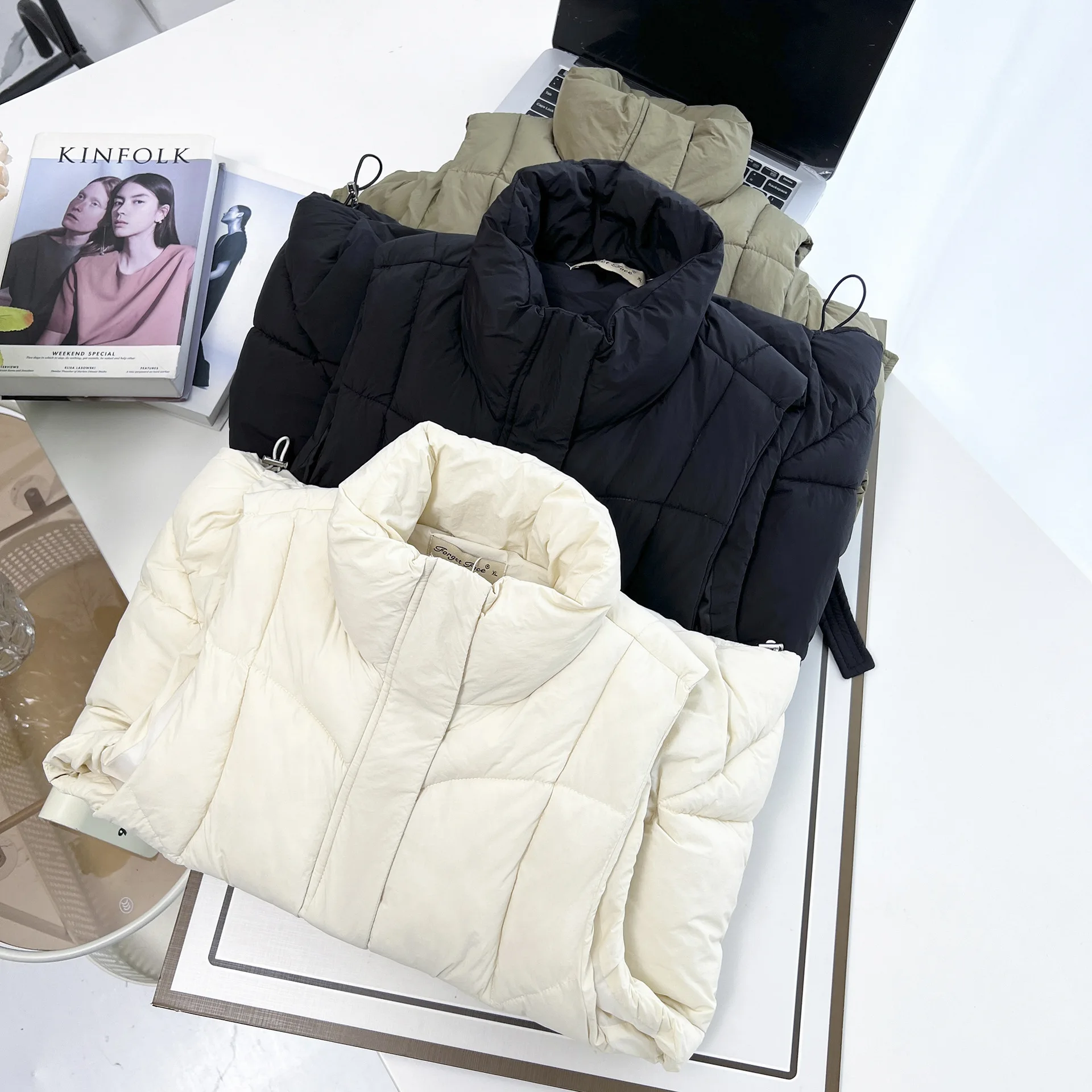 Plus Size Women Parka Winter Loose Medium Long Simple Casual Stand Collar cotton-padded Sleeveless Vest Warm Waistcoat 8233