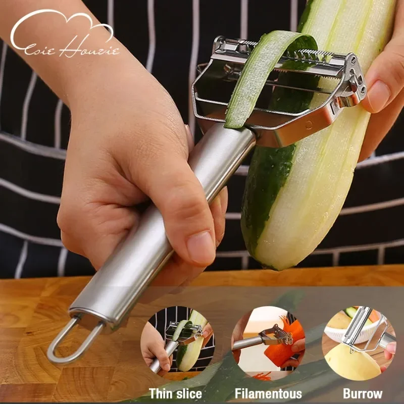 

4 IN 1 Fruit Vegetable Peeler Stainless Steel Carrot Grater Double-Head Kitchen Gadgets Melon Cucumbers Potato Slicer Home Tools