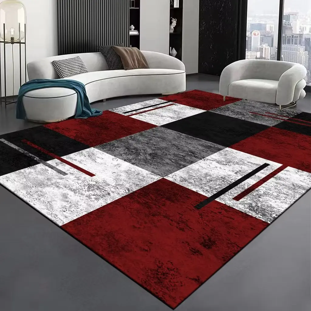 Nordic Geometric Rugs for Bedroom Large Area Carpets for Living Room Non-slip Flannel Cloakroom Mat Rectangular Soft Lounge Rug 4