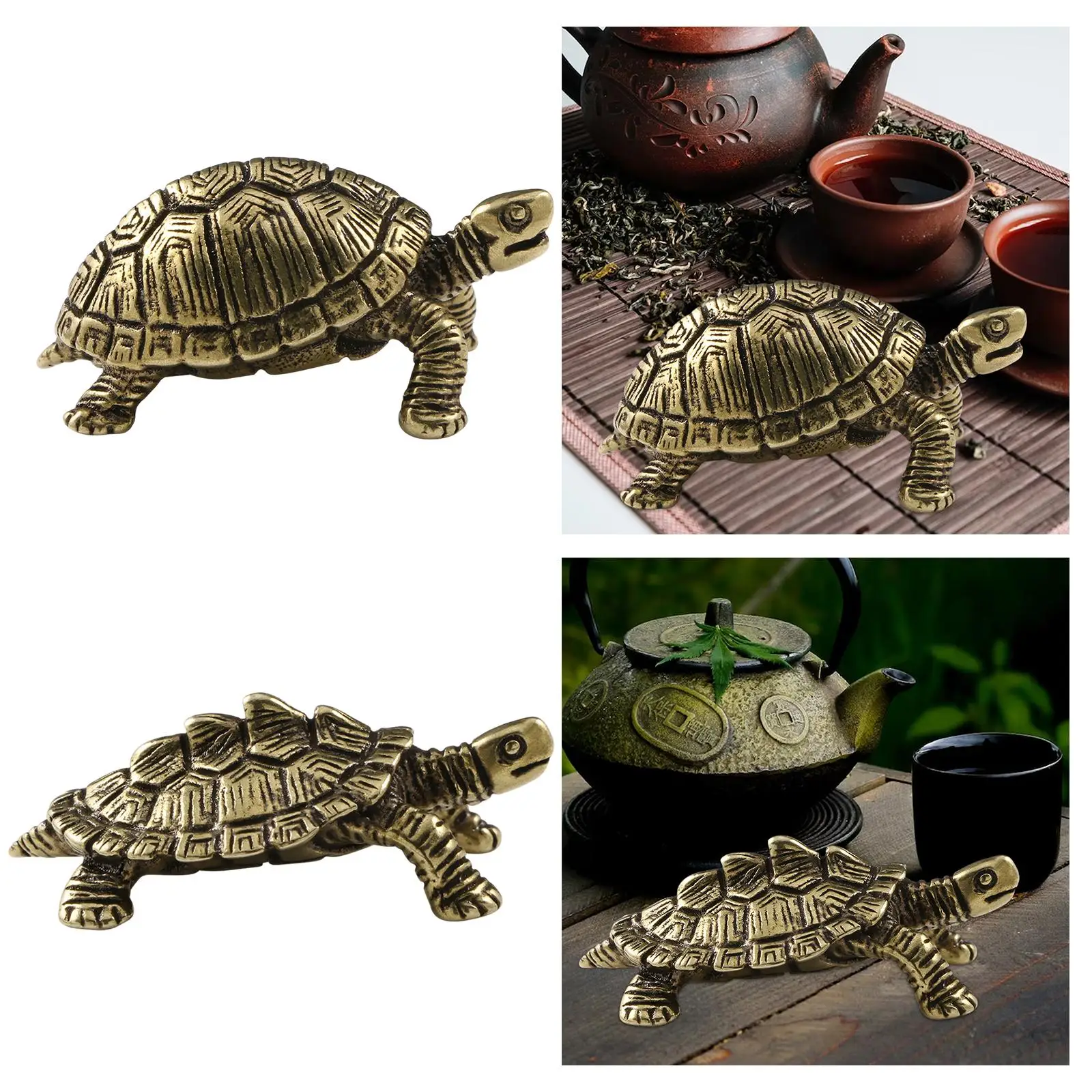 Turtle Statue Landscape Decor Ornament Copper Fairy Garden Turtle Bronze Decoration for Office Decoration Home Gift Desktop