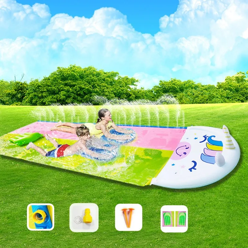 Fun Lawn Slides Water Slip Boogie Boards Sprinklers Inflatable Backyard Outdoor Outside Surf Swimming Pool Kids Summer Mat Game