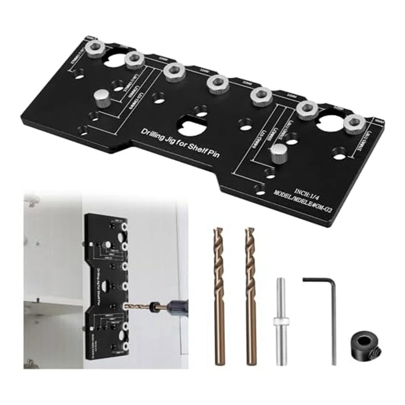 

Shelf Pin Jig 1/4 Inch Shelf Pin Black Guide Precise Cabinet Mounting Template Jig