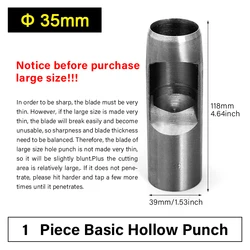 WUTA Hollow Punch Set for Leather Craft, Fabric, and Plastic Work (35mm - 1piece)