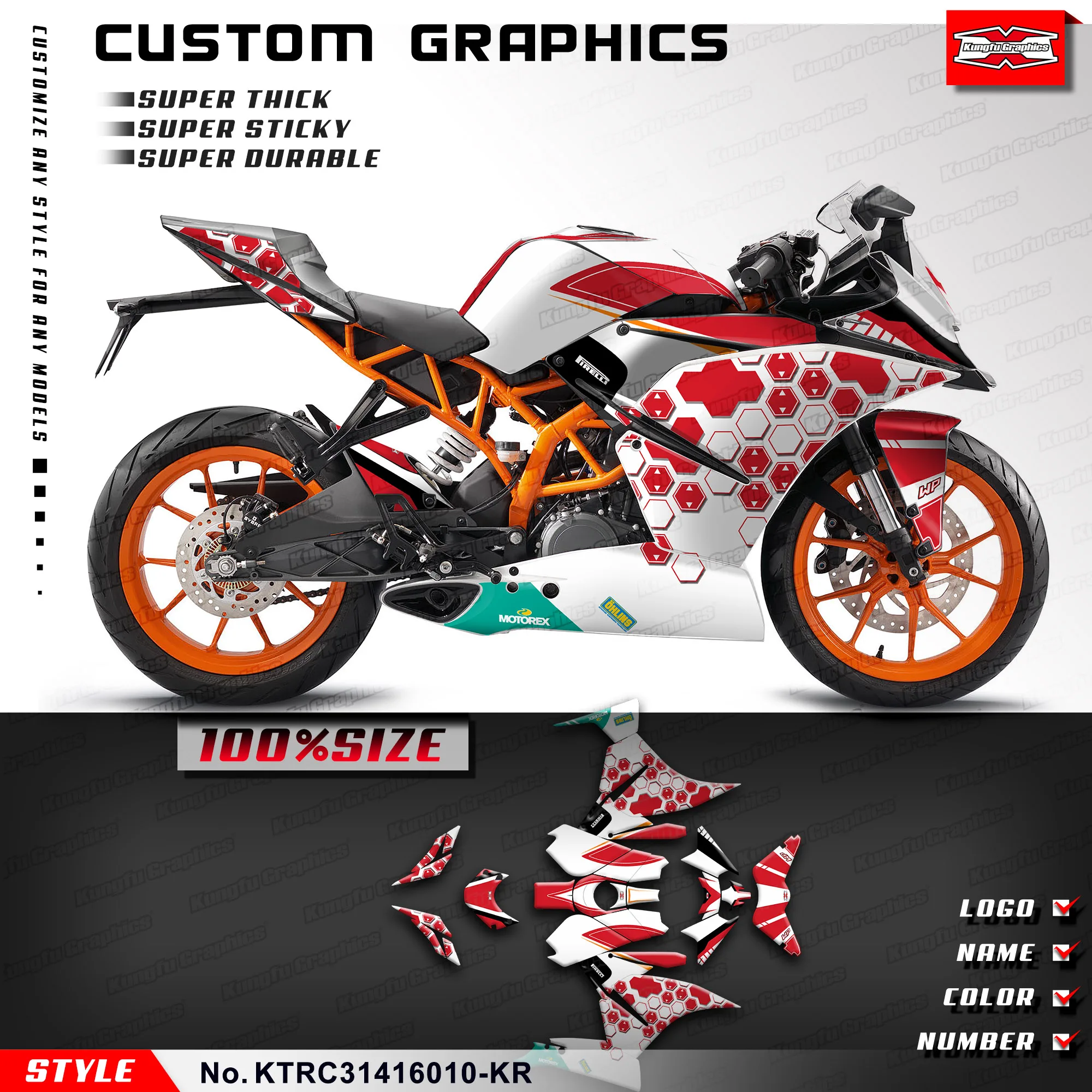 

KUNGFU, графическая команда, наклейки, виниловые наклейки, комплект для KTM RC 390, 125, 200, 250, 2014, 2015, 2016, серый, фотообои