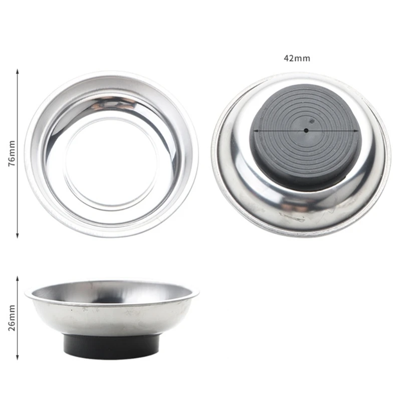 Parts Organizer Stainless Steel Magnetic Tray with Soft Rubber Cover Anti Lost