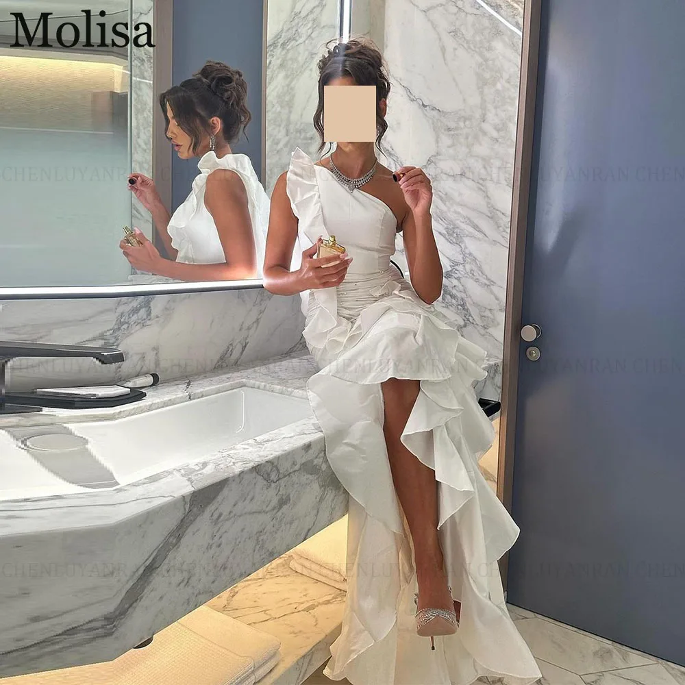 

Официальное Платье MOLISA из Саудовской Аравии 2024, Длинные вечерние платья-русалки на одно плечо с плиссированным бисером для выпускного вечера, الحالحالح