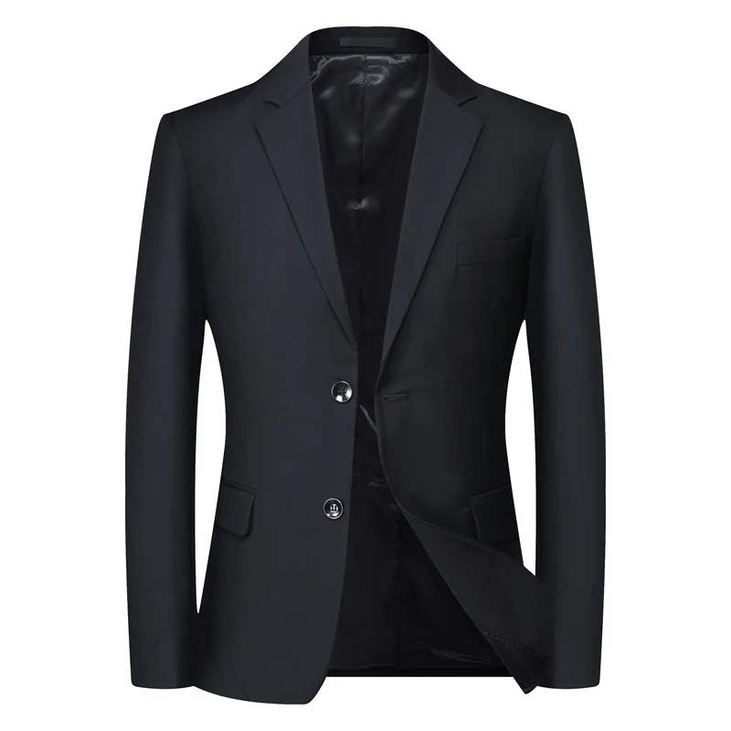 Solid Color Casual Blazer for Man New Versatile Business Wear Male Notched Collar Single Breasted Full Sleeve Suit Jacket