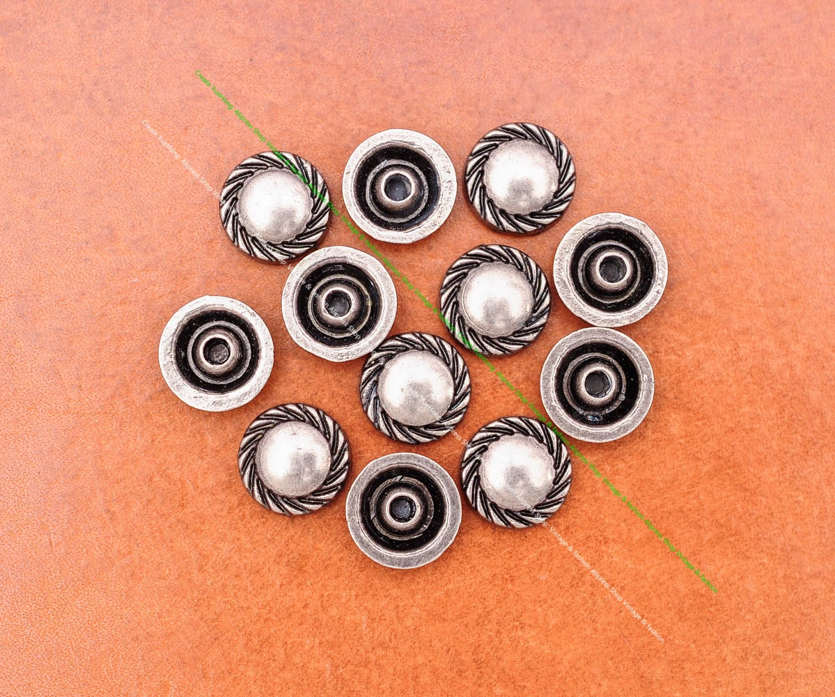 50x Motorrad Biker Silber Metall runde Leder Nieten Bolzen Set Verschluss für Gürtel Gepäck tasche Handtasche Schlüssel ring Leder Handwerk Dekor – Detail 10